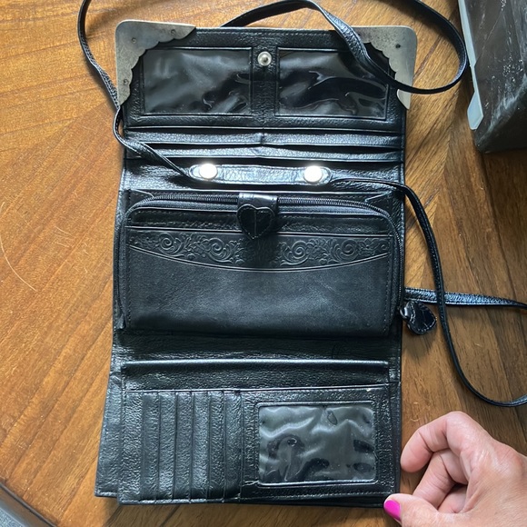 Brighton Leather Black Crossbody Bag Purse Crocodile Embossed Western Cowgirl Cl - Picture 16 of 17